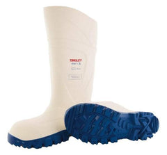 Tingley - Unisex Size 13 Medium Width Steel Knee Boot - White, Blue, Polyurethane Upper, Polyurethane Outsole, 15" High, Pull-On - Eagle Tool & Supply