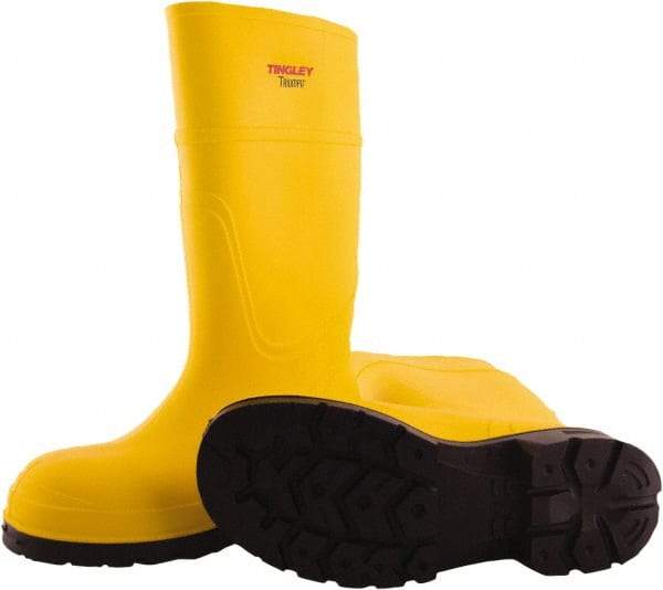 Tingley - Unisex Size 10 Medium Width Steel Knee Boot - Yellow, Navy, Polyurethane Upper, Polyurethane Outsole, 15" High, Pull-On - Eagle Tool & Supply