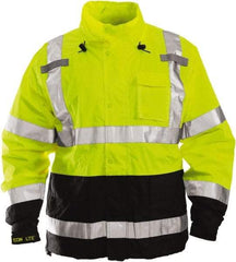 Tingley - Size 4XL High Visibility Jacket - Lime, Black, Polyurethane & Denier Polyester, Zipper Closure - Eagle Tool & Supply