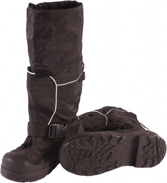 Tingley - Men's XL (Women's 2XL) Traction Overboots - 20" High, Plain Toe, Cleated & Studded Sole, Rubber Upper, Black, 100% Liquid Proof, Reflective & 6\x94 Roll-A-Way Gaiter - Eagle Tool & Supply