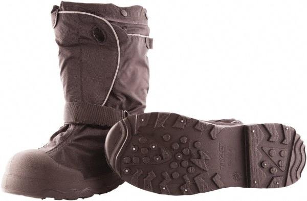 Tingley - Men's 2XL Traction Overboots - 14" High, Plain Toe, Cleated & Studded Sole, Rubber Upper, Black, 100% Liquid Proof, Reflective - Eagle Tool & Supply