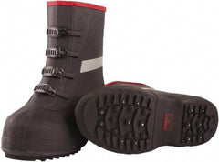 Tingley - Men's 16 Traction Overboots - 12" High, Plain Toe, Cleated & Studded Sole, Rubber Upper, Black, 100% Liquid Proof, 4 Buckle - Eagle Tool & Supply
