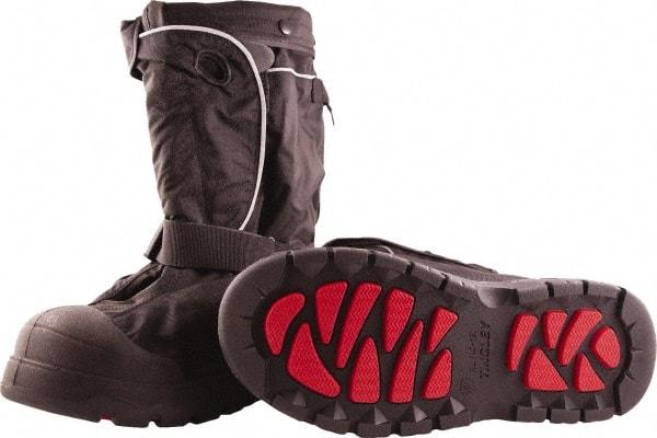 Tingley - Men's L (Women's XL) Cold Resistant Overboots - 20" High, Plain Toe, Cleated Sole, Rubber Upper, Black, 100% Liquid Proof, Reflective & 6\x94 Roll-A-Way Gaiter - Eagle Tool & Supply