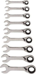 Blackhawk by Proto - 13 Piece, 6mm to 19mm, Stubby Ratcheting Combination Wrench Set - Metric Measurement Standard, Chrome Finish, Canvas Roll - Eagle Tool & Supply