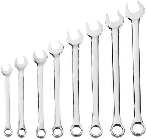 Blackhawk by Proto - 8 Piece, 10mm to 17mm, 6, 12 Point Combination Wrench Set - Metric Measurement Standard, Chrome Finish, Comes in Case - Eagle Tool & Supply