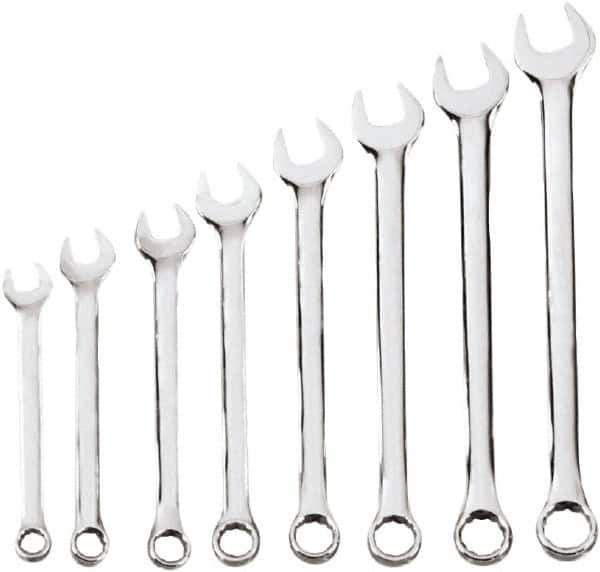 Blackhawk by Proto - 8 Piece, 1/4" to 11/16", 6, 12 Point Combination Wrench Set - Inch Measurement Standard, Chrome Finish, Comes in Case - Eagle Tool & Supply