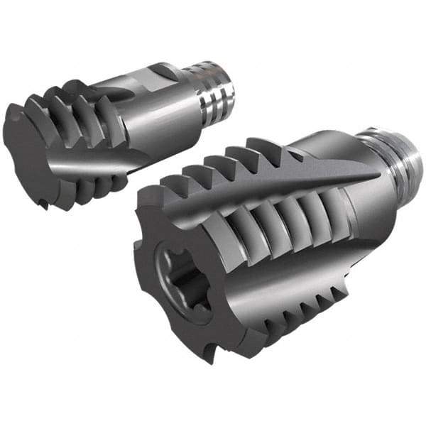 Iscar - MT-ISO-MM Grade IC908 Carbide Thread Milling Tip Insert - TiAlN Finish, 3 Flutes, 16mm Cutting Diam, 12mm Depth of Cut, 19mm Extension - Eagle Tool & Supply