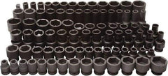 Blackhawk by Proto - 86 Piece 3/8" & 1/2" Drive Deep Well Impact Socket Set - 6 Points, 5/16" to 1" (7mm to 22mm) Range, Inch/Metric Measurement Standard - Eagle Tool & Supply