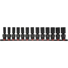 Blackhawk by Proto - 13 Piece 1/2" Drive Deep Well Impact Socket Set - 6 Points, 12mm to 24mm Range, Metric Measurement Standard - Eagle Tool & Supply