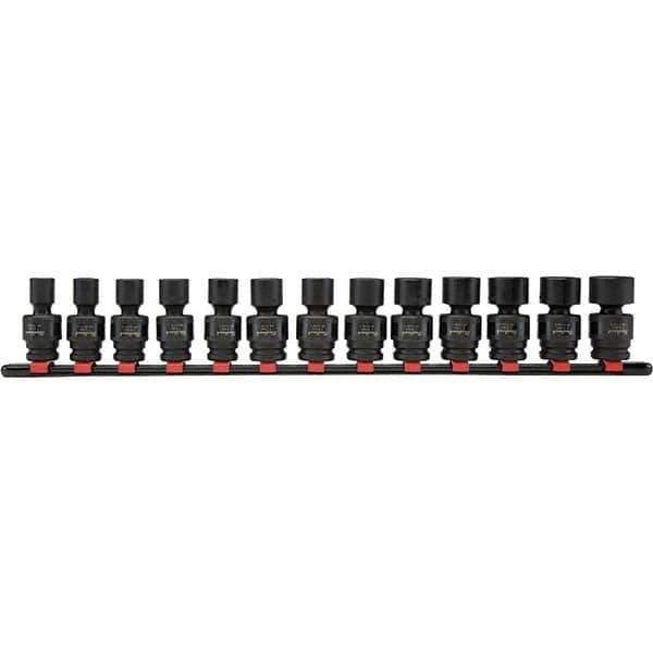 Blackhawk by Proto - 13 Piece 13/8" Drive Deep Well Impact Socket Set - 6 Points, 7 to 19mm Range, Metric Measurement - Eagle Tool & Supply