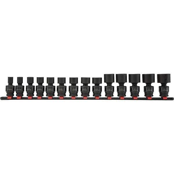 Blackhawk by Proto - 14 Piece 1/2" Drive Impact Socket Set - 6 Points, 7/16" to 1-1/4" Range, Inch Measurement Standard - Eagle Tool & Supply