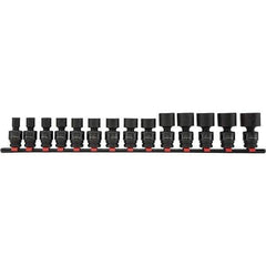 Blackhawk by Proto - 14 Piece 1/2" Drive Impact Socket Set - 6 Points, 7/16" to 1-1/4" Range, Inch Measurement Standard - Eagle Tool & Supply