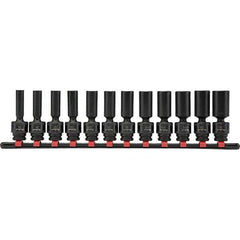 Blackhawk by Proto - 12 Piece 3/8" Drive Deep Well Impact Socket Set - 6 Points, 8mm to 19mm Range, Metric Measurement Standard - Eagle Tool & Supply