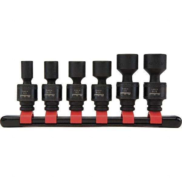 Blackhawk by Proto - 6 Piece 1/4" Drive Deep Well Impact Socket Set - 6 Points, 1/4" to 9/16" Range, Inch Measurement Standard - Eagle Tool & Supply