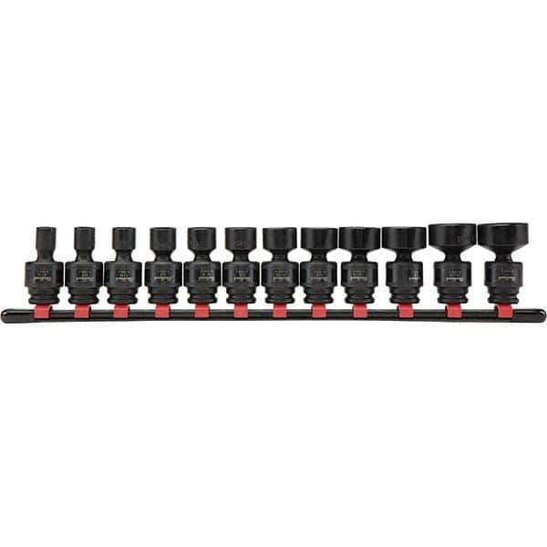 Blackhawk by Proto - 12 Piece 3/8" Drive Impact Socket Set - 6 Points, 5/16" to 1" Range, Inch Measurement Standard - Eagle Tool & Supply