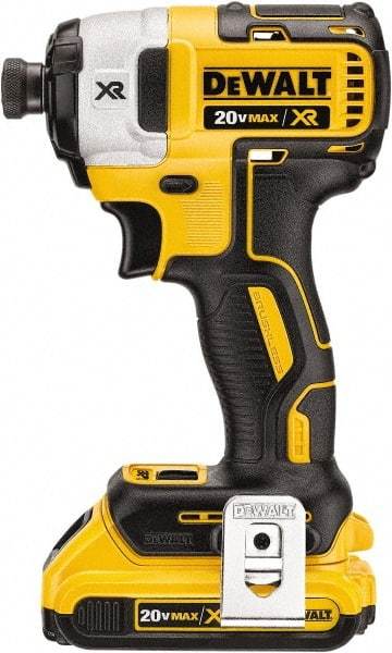 DeWALT - 20 Volt, 1/4" Drive, 152 Ft/Lb Torque, Cordless Impact Driver - Mid-Handle, 2800 RPM, 1 Lithium-Ion Battery Included - Eagle Tool & Supply