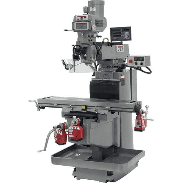 Jet - 54" Table Width x 12" Table Length, Variable Speed Pulley Control, 3 Phase Knee Milling Machine - NST40 Spindle Taper, 5 hp - Eagle Tool & Supply