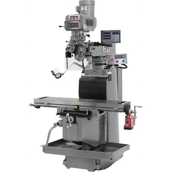 Jet - 54" Table Width x 12" Table Length, Variable Speed Pulley Control, 3 Phase Knee Milling Machine - R8 Spindle Taper, 5 hp - Eagle Tool & Supply