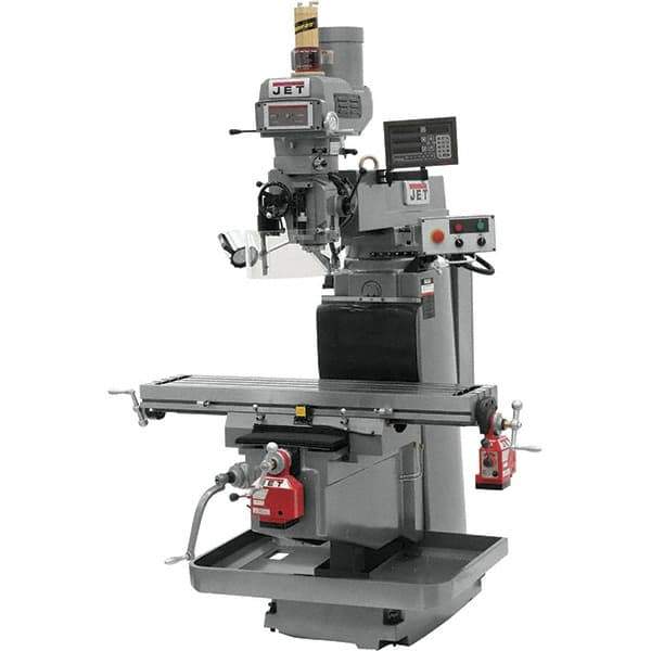 Jet - 54" Table Width x 12" Table Length, Variable Speed Pulley Control, 3 Phase Knee Milling Machine - NST40 Spindle Taper, 5 hp - Eagle Tool & Supply