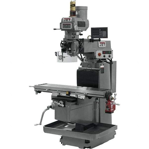 Jet - 54" Table Width x 12" Table Length, Variable Speed Pulley Control, 3 Phase Knee Milling Machine - NST40 Spindle Taper, 5 hp - Eagle Tool & Supply