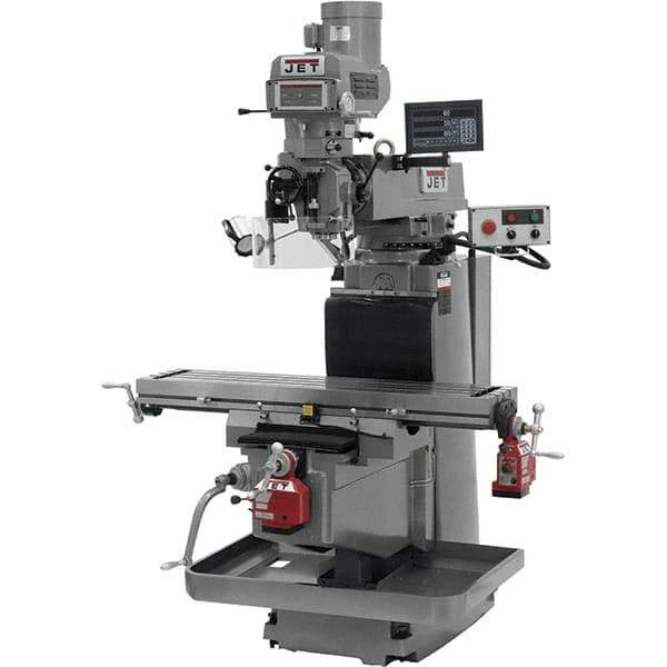 Jet - 54" Table Width x 12" Table Length, Variable Speed Pulley Control, 3 Phase Knee Milling Machine - NT40 Spindle Taper, 5 hp - Eagle Tool & Supply