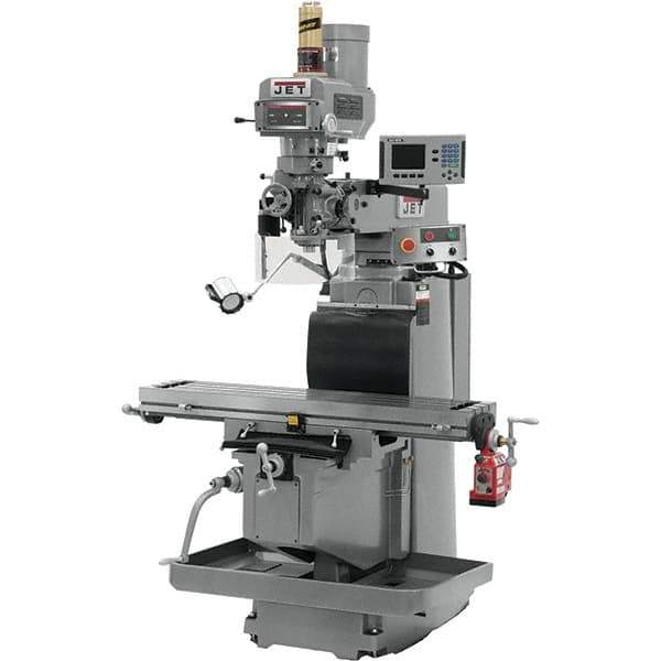 Jet - 54" Table Width x 12" Table Length, Variable Speed Pulley Control, 3 Phase Knee Milling Machine - R8 Spindle Taper, 5 hp - Eagle Tool & Supply