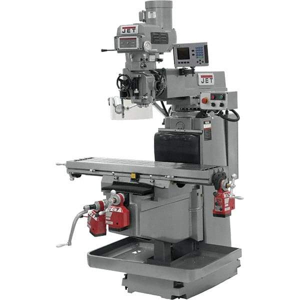 Jet - 54" Table Width x 12" Table Length, Variable Speed Pulley Control, 3 Phase Knee Milling Machine - NST40 Spindle Taper, 5 hp - Eagle Tool & Supply