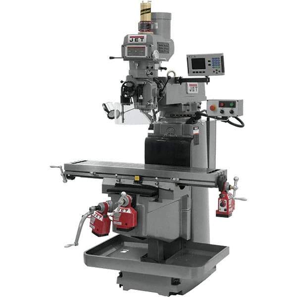 Jet - 54" Table Width x 12" Table Length, Variable Speed Pulley Control, 3 Phase Knee Milling Machine - NST40 Spindle Taper, 5 hp - Eagle Tool & Supply