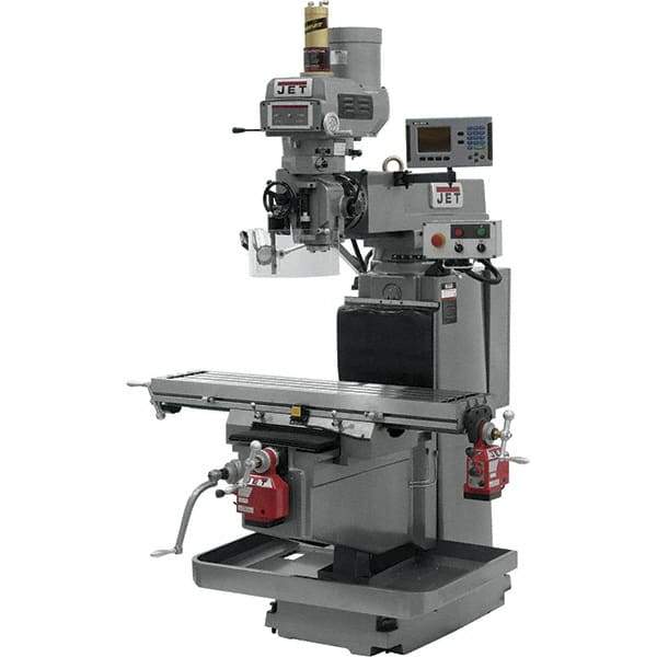 Jet - 54" Table Width x 12" Table Length, Variable Speed Pulley Control, 3 Phase Knee Milling Machine - NST40 Spindle Taper, 5 hp - Eagle Tool & Supply