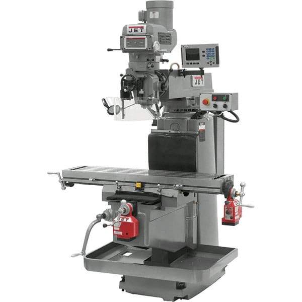 Jet - 54" Table Width x 12" Table Length, Variable Speed Pulley Control, 3 Phase Knee Milling Machine - NST40 Spindle Taper, 5 hp - Eagle Tool & Supply