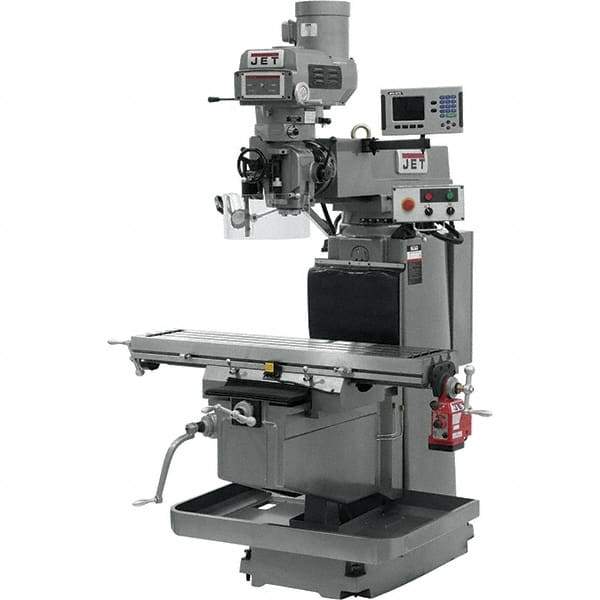 Jet - 54" Table Width x 12" Table Length, Variable Speed Pulley Control, 3 Phase Knee Milling Machine - NST40 Spindle Taper, 5 hp - Eagle Tool & Supply