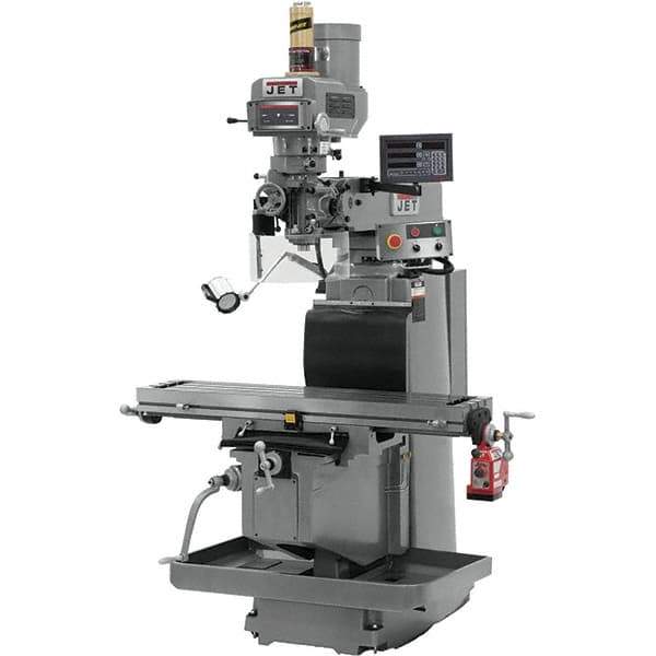 Jet - 54" Table Width x 12" Table Length, Variable Speed Pulley Control, 3 Phase Knee Milling Machine - R8 Spindle Taper, 5 hp - Eagle Tool & Supply