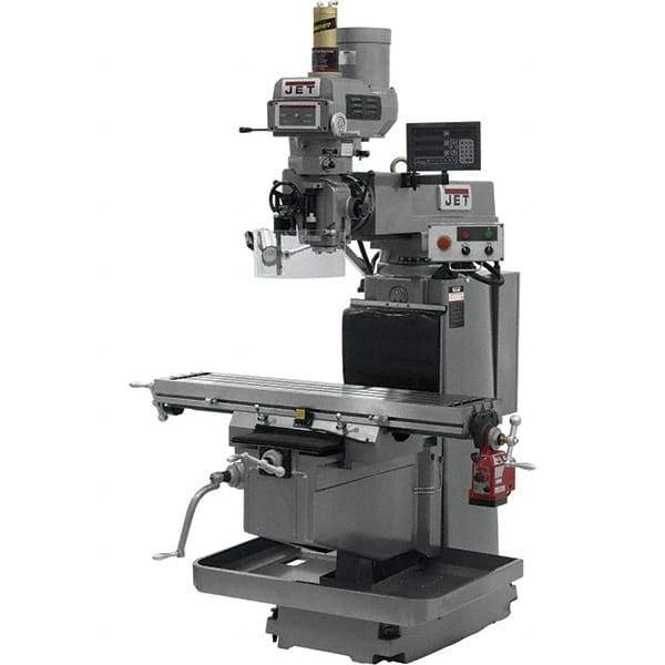 Jet - 54" Table Width x 12" Table Length, Electronic Variable Speed Control, 3 Phase Knee Milling Machine - NST40 Spindle Taper, 5 hp - Eagle Tool & Supply