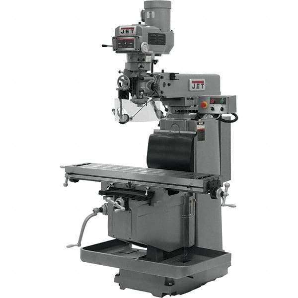 Jet - 54" Table Width x 12" Table Length, Electronic Variable Speed Control, 3 Phase Knee Milling Machine - R8 Spindle Taper, 5 hp - Eagle Tool & Supply