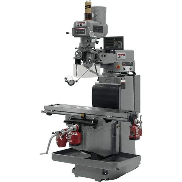 Jet - 54" Table Width x 12" Table Length, Electronic Variable Speed Control, 3 Phase Knee Milling Machine - R8 Spindle Taper, 5 hp - Eagle Tool & Supply