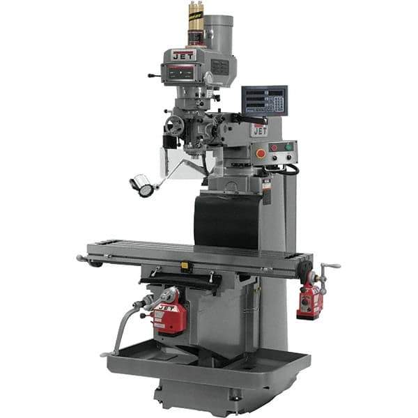 Jet - 54" Table Width x 12" Table Length, Electronic Variable Speed Control, 3 Phase Knee Milling Machine - R8 Spindle Taper, 5 hp - Eagle Tool & Supply