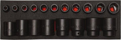 Proto - 19 Piece 1/2" Drive Black Finish Impact Socket Set - 6 Points, 3/8" to 1-1/2" Range, Inch Measurement Standard - Eagle Tool & Supply