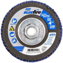 Norton - 4-1/2" 36 Grit 5/8-11 Center Hole Type 29 Zirconia Alumina Flap Disc - Eagle Tool & Supply