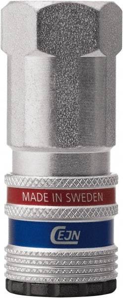 CEJN - 1/2 Female NPT ARO Pneumatic Hose Safety Coupler - Steel/Brass, 1/4" Body Diam - Eagle Tool & Supply
