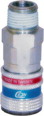 CEJN - 1/2 Male NPT ARO Pneumatic Hose Safety Coupler - Steel/Brass, 1/4" Body Diam - Eagle Tool & Supply