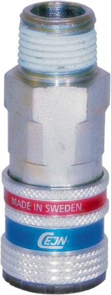 CEJN - 3/8 Male NPT ARO Pneumatic Hose Safety Coupler - Steel/Brass, 1/4" Body Diam - Eagle Tool & Supply