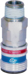 CEJN - 3/8 Male NPT ARO Pneumatic Hose Safety Coupler - Steel/Brass, 1/4" Body Diam - Eagle Tool & Supply