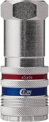 CEJN - 3/8 Female NPT Industrial Pneumatic Hose Safety Coupler - Steel/Brass, 1/2" Body Diam - Eagle Tool & Supply