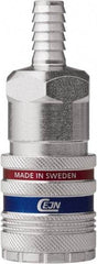 CEJN - Hose Barb Industrial Pneumatic Hose Safety Coupler - Steel/Brass, 1/2" Body Diam, 3/4" Hose ID - Eagle Tool & Supply