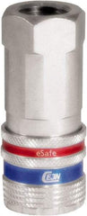 CEJN - 3/8 Female NPT Industrial Pneumatic Hose Safety Coupler - Steel/Brass, 3/8" Body Diam - Eagle Tool & Supply