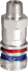 CEJN - 1/2 Male NPT Industrial Pneumatic Hose Safety Coupler - Steel/Brass, 3/8" Body Diam - Eagle Tool & Supply