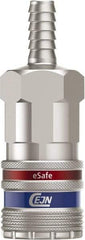 CEJN - Hose Barb Industrial Pneumatic Hose Safety Coupler - Steel/Brass, 3/8" Body Diam, 1/2" Hose ID - Eagle Tool & Supply