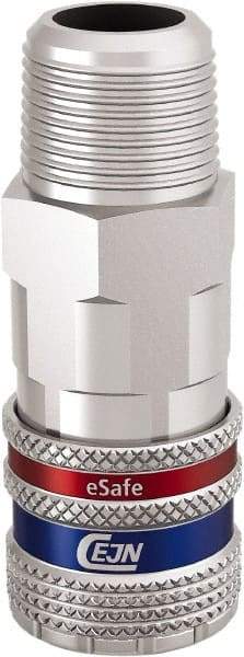 CEJN - 3/8 Male NPT European High Flow Pneumatic Hose Safety Coupler - Steel/Brass, 3/8" Body Diam - Eagle Tool & Supply