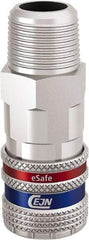 CEJN - 3/8 Male NPT European High Flow Pneumatic Hose Safety Coupler - Steel/Brass, 3/8" Body Diam - Eagle Tool & Supply