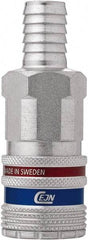 CEJN - Hose Barb European High Flow Pneumatic Hose Safety Coupler - Steel/Brass, 3/8" Body Diam, 3/8" Hose ID - Eagle Tool & Supply